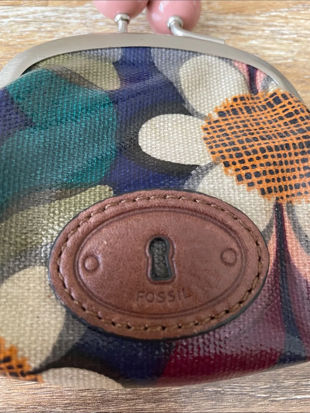 Fossil Key-Per Coated Canvas Kiss-lock Coin Purse